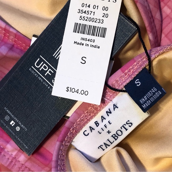 NWT Cabana Life x Talbots One Piece Halter Pink Sunrise Plaid Tassel Swimsuit S - Picture 11 of 11